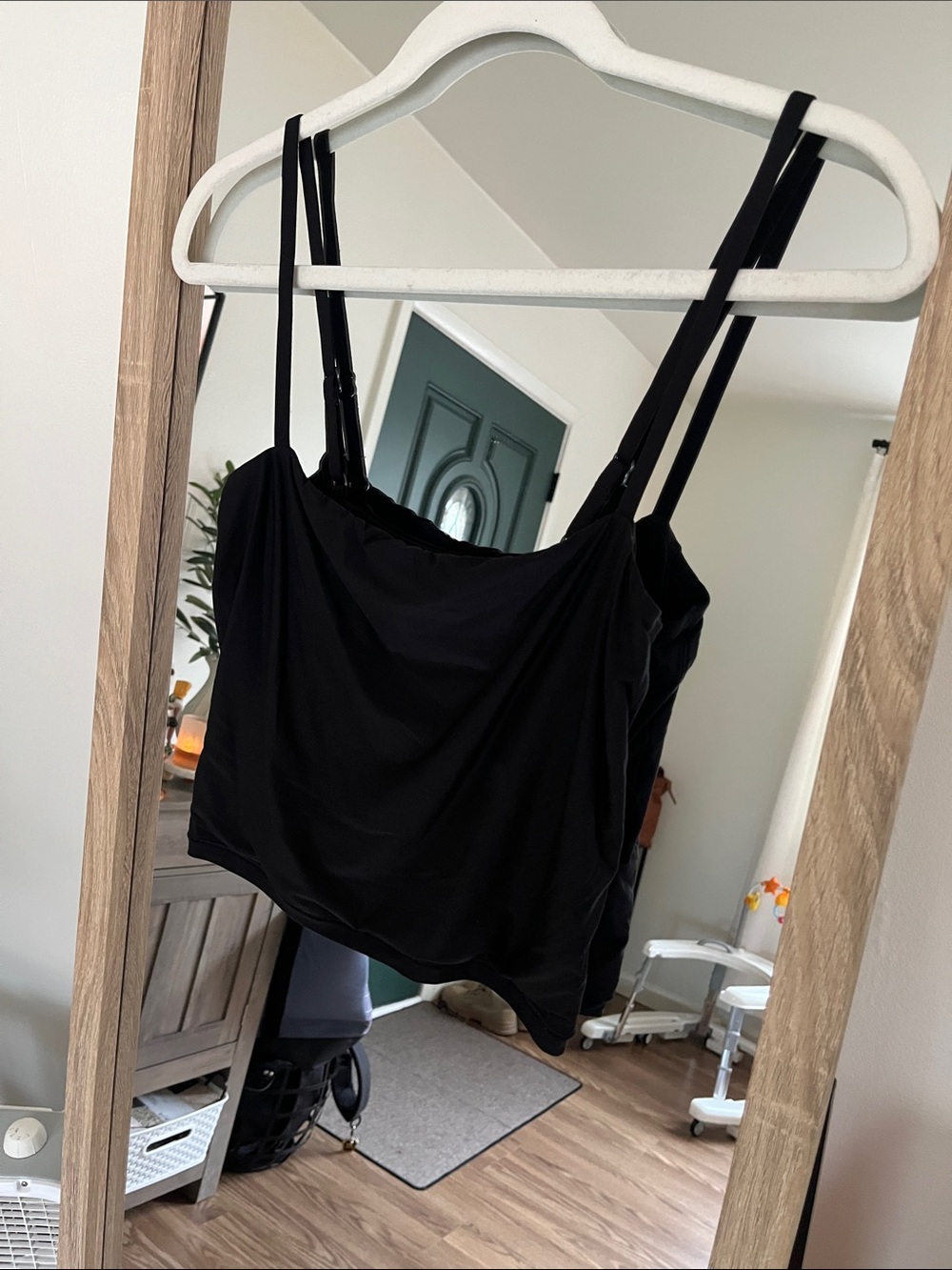 aerie Black Double-Strap Chemise Tank